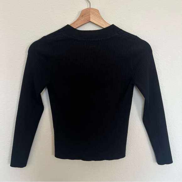 Maeve Black Thea Ribbed V-Neck Pullover Sweater Size XSP - Picture 4 of 6
